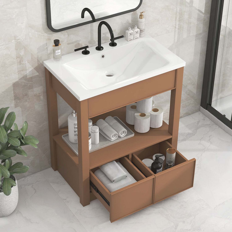 Base de meuble-lavabo simple 30 po seulement en brun