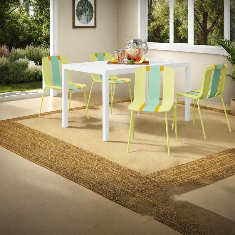 Ensemble de table de salle à manger moderne (doit inclure à la fois la table et la chaise), métal PP, ensemble de 4 chaises