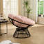 Chaise pivotante 360 avec un design ergonomique, coussin rose épais, structure en acier brun, pour les espaces intérieurs et extérieurs