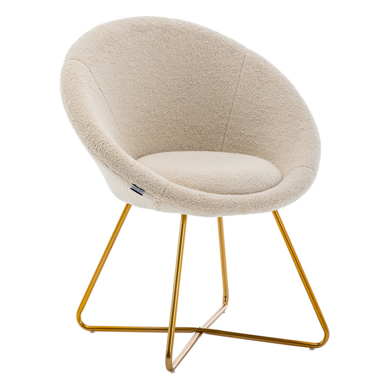Upholstered Accent Chair, Khaki Faux Fur