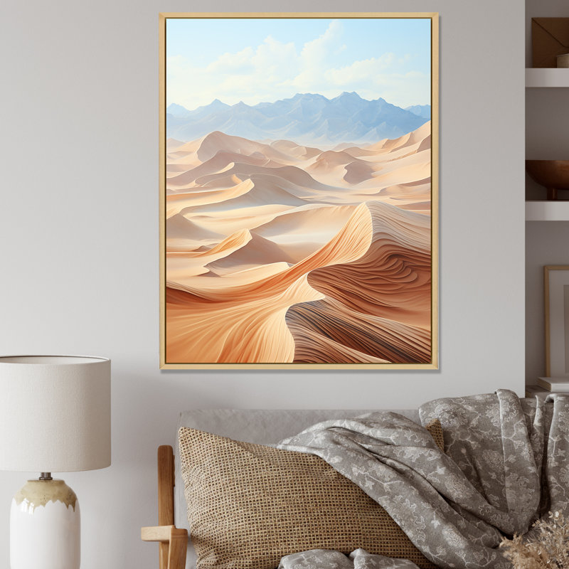 " Desert Dreams Minimalism Embrace I ", Natural Floater Framed, 32" H x 16" W x 1" D