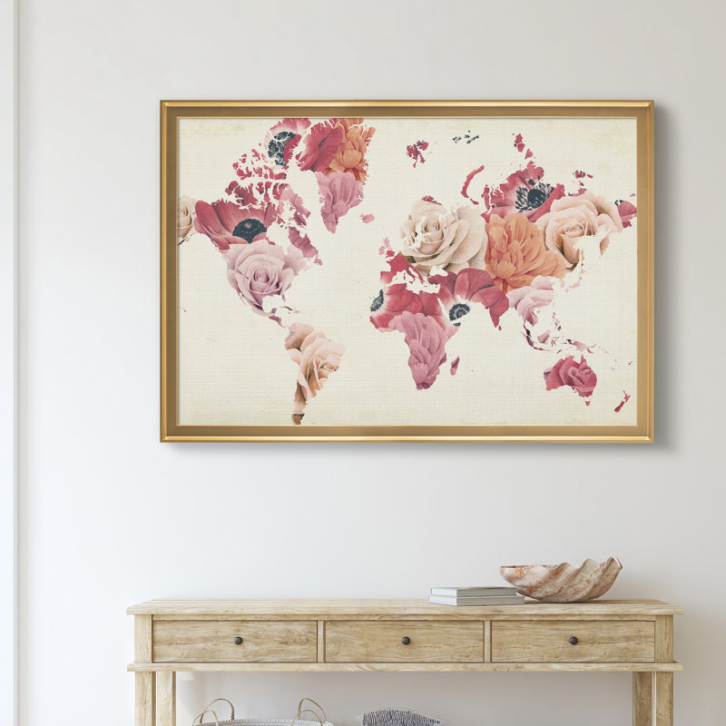 «Earth Laughs in Flowers», reproduction d'art sur toile encadrée, H 30,5 po x l 42,5 po x P 1,5 po, Doré