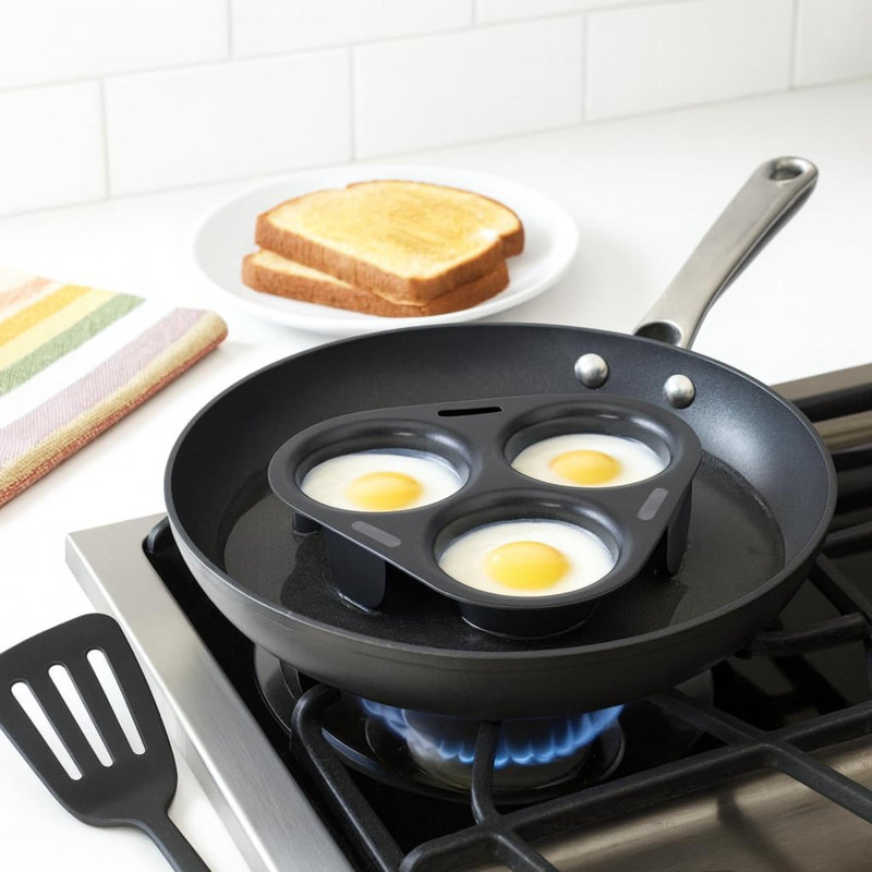 Non Stick 3 Egg Poacher Insert PFOA And BPA Free Fits Pans