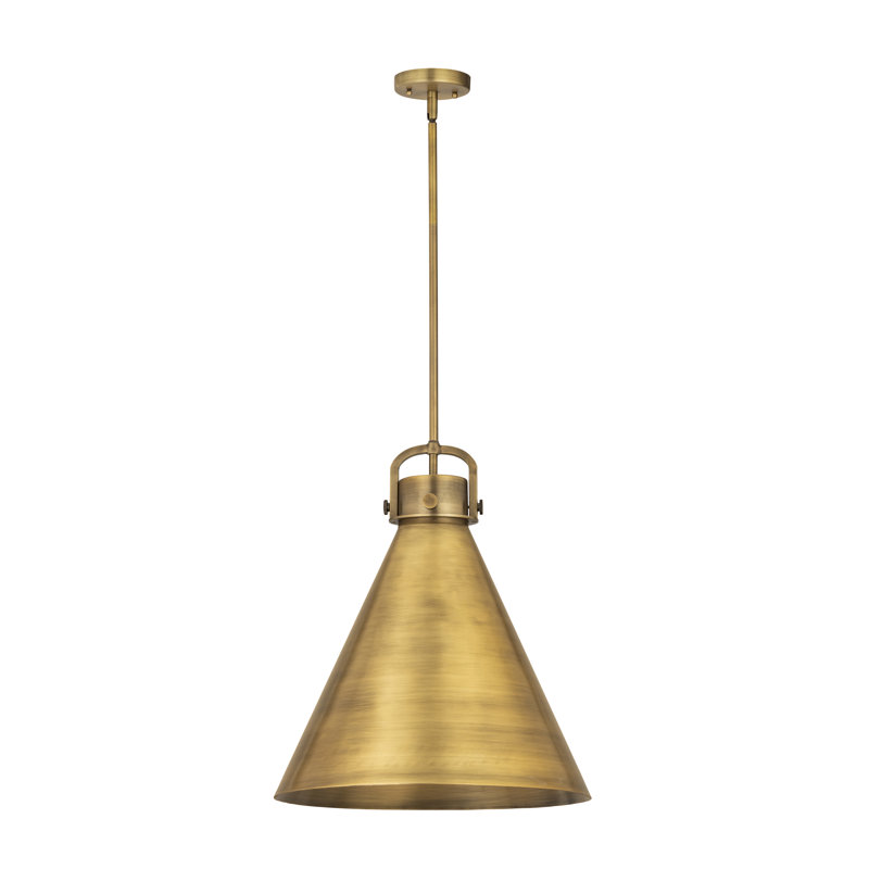 Luminaire suspendu simple 1 lumière Bernhardiène, H 22 po x l 18 po x P 18 po, Laiton brossé, Laiton brossé