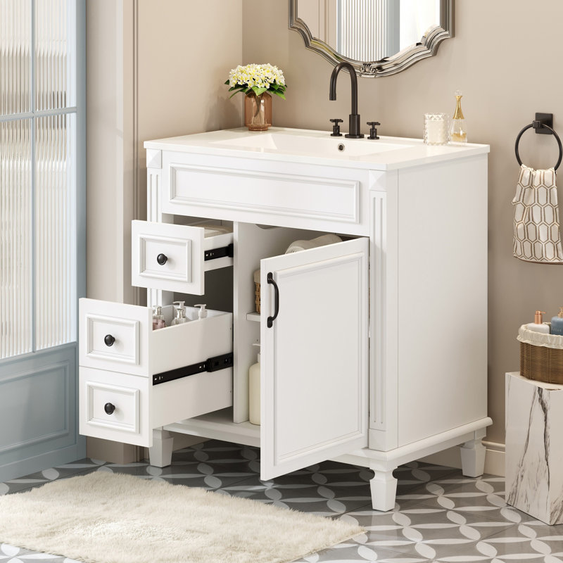 Meuble-lavabo 30 po avec lavabo en céramique, Blanc