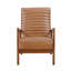 Chaise d'appoint, similicuir brun, revêtement en noyer massif et bois d'hévéa de style moderne