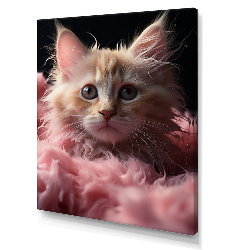 " Bathroom Cuddly Kitten Bath III ", 44" H x 34" W x 1.5" D, Wrapped Canvas