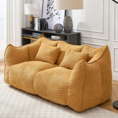 Fauteuil à billes en chenille douce avec noyau en mousse haute résilience pour deux personnes, idéal pour la détente et le divertissement