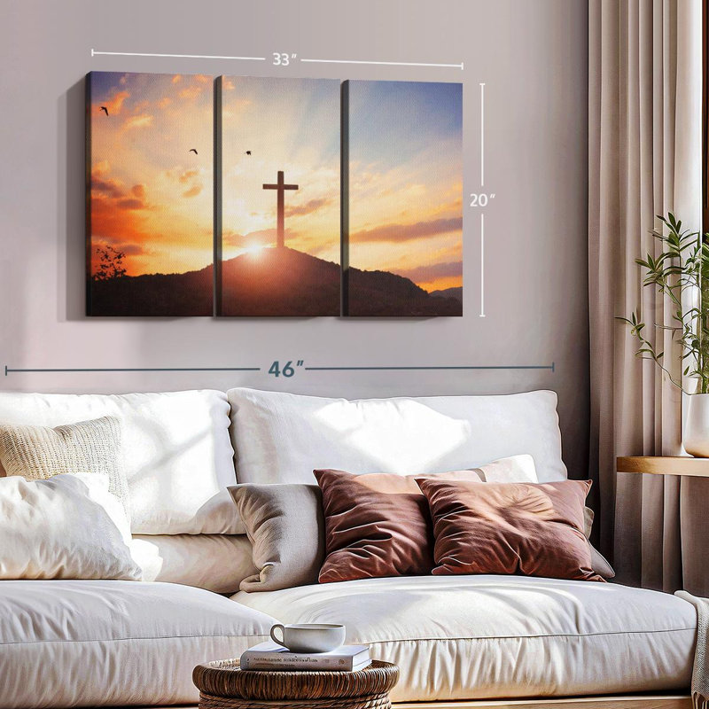 " Sunset Cross " Print, 20" H x 33" W x 1.25" D