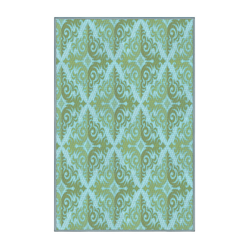 Tapis 100% à motifs lavables à la machine 2989 Pat1573-LBLU, Rectangle de 2 pi x 3 pi