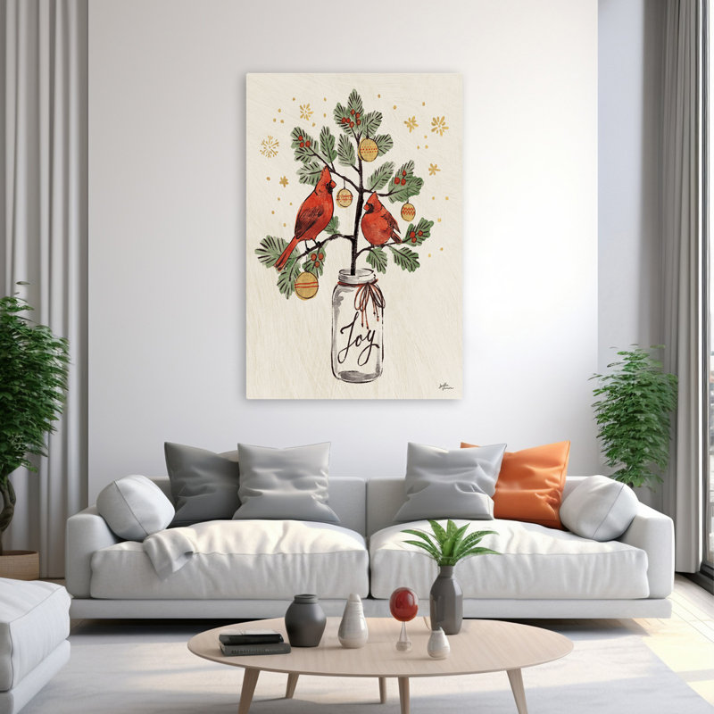Art de Noël inséparables de Noël - animaux, baies, oiseaux, bouquets, H 60 po x l 40 po