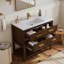 Meuble-lavabo simple 37 po en noyer avec surface en composite Aastha-242859887