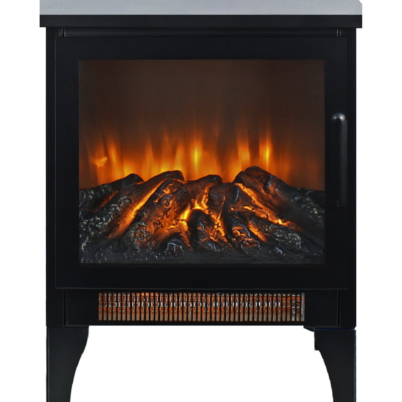 Freestanding Electric Fireplace, 3D Flame, 1400W & 700W Heat, 5000 /H, Double , 400 Sq. Ft. Heating, 50000 Hrs Led, Black Finish, Portable Fireplace With Freestanding, Exterior