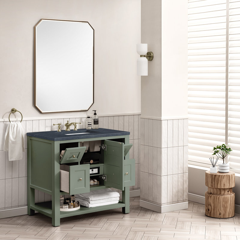 Breckenridge 36'' W Single Vanity, Charcoal Soapstone, Smokey Celadon, 8" Widespread