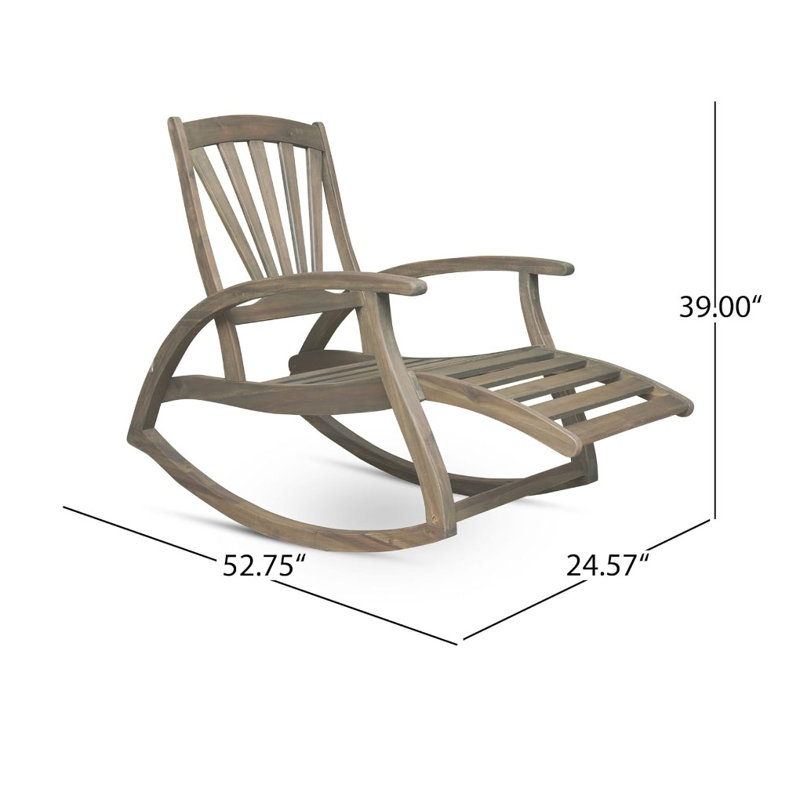 Gray Acacia Wood Outdoor Rocking Chair with Arms