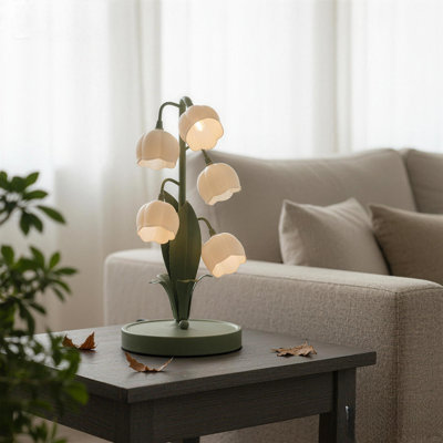 Lampe de table à fleurs, lampe de table fantaisie pour chambre à coucher Lily Of The Valley 