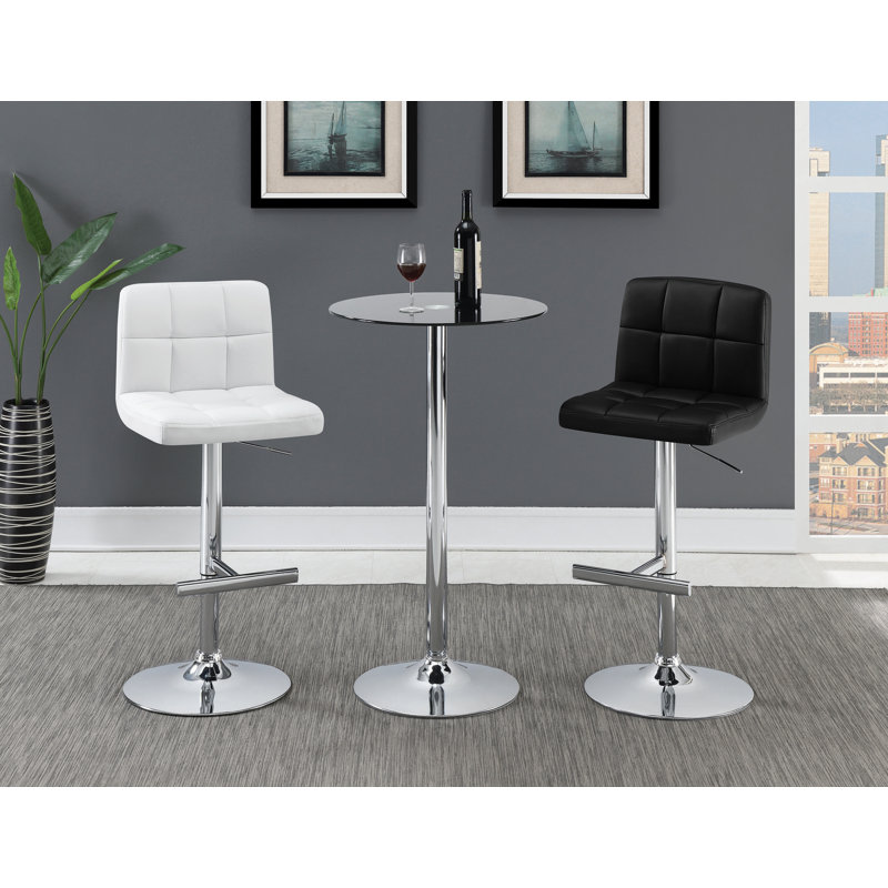 Pieros Swivel Upholstered Adjustable Height Counter Stool, White