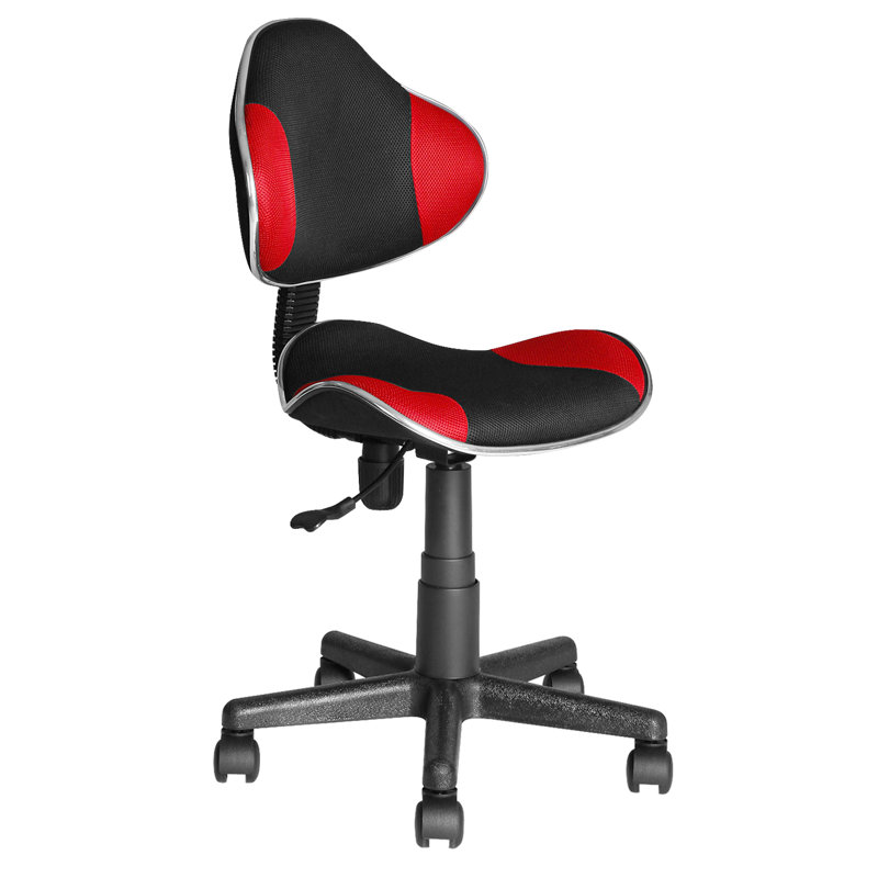 Aldous 360° Swivel Writing Office Task Chair with Mesh Back and Adjustable Height, Black/Red