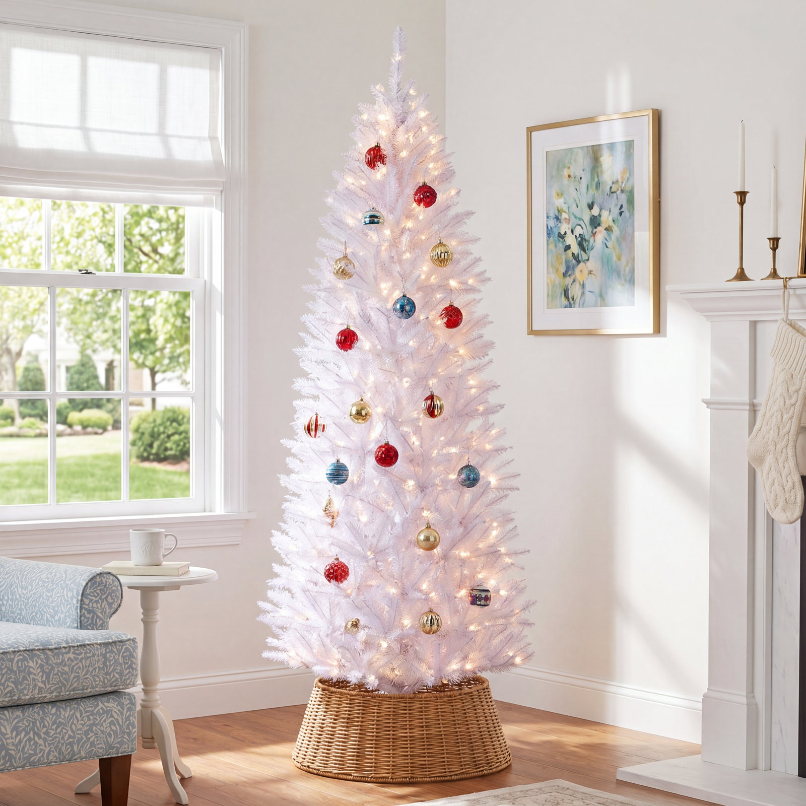 Hattaway Lighted Artificial Christmas Tree, 7.5' H