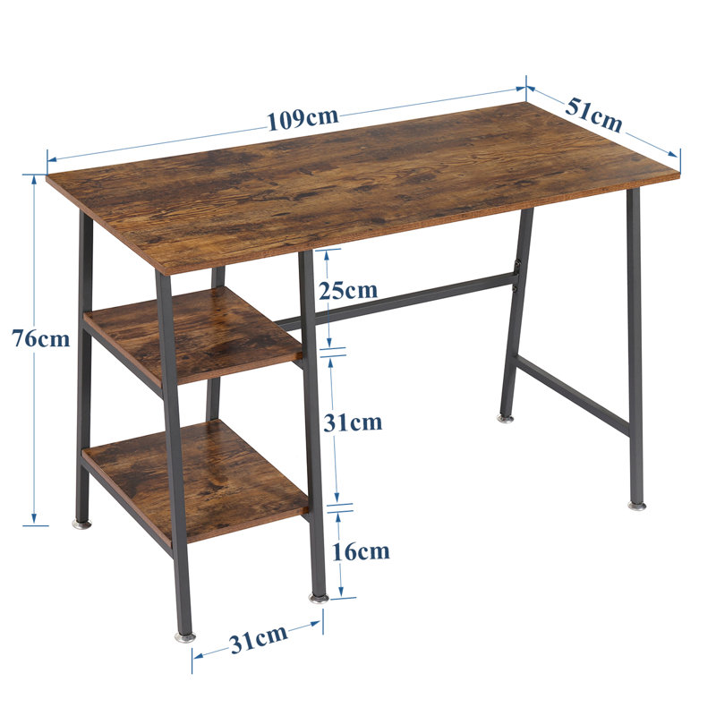 Coyer Computer Desk Table Study Writing Table Home Office, Rustic Brown