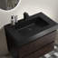 Meuble-lavabo moderne en noyer - grand rangement, lavabo noir inclus et noir, tiroirs, poignée-120674972-120674975