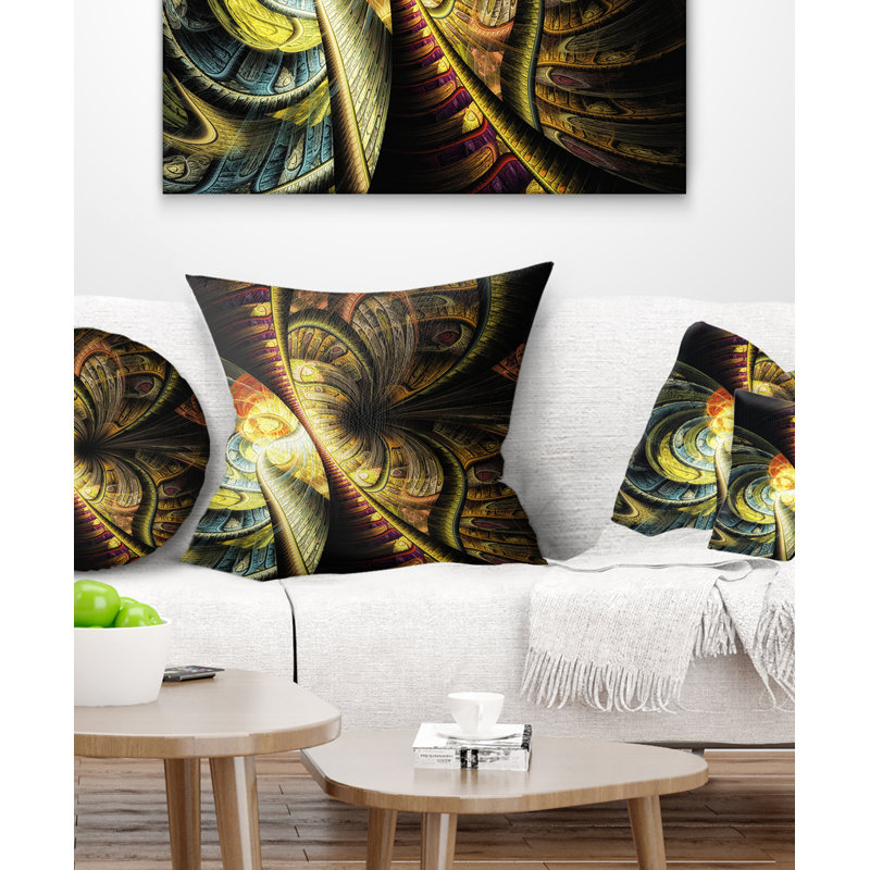  Coussin Abstract Fractal Illustration, 16 po x 1 po, Carré