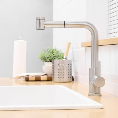 Robinet escamotable pour évier de cuisine, acier inoxydable, remplisseur en céramique, lavabo de salle de bain rotatif à conception contemporaine avec style classique