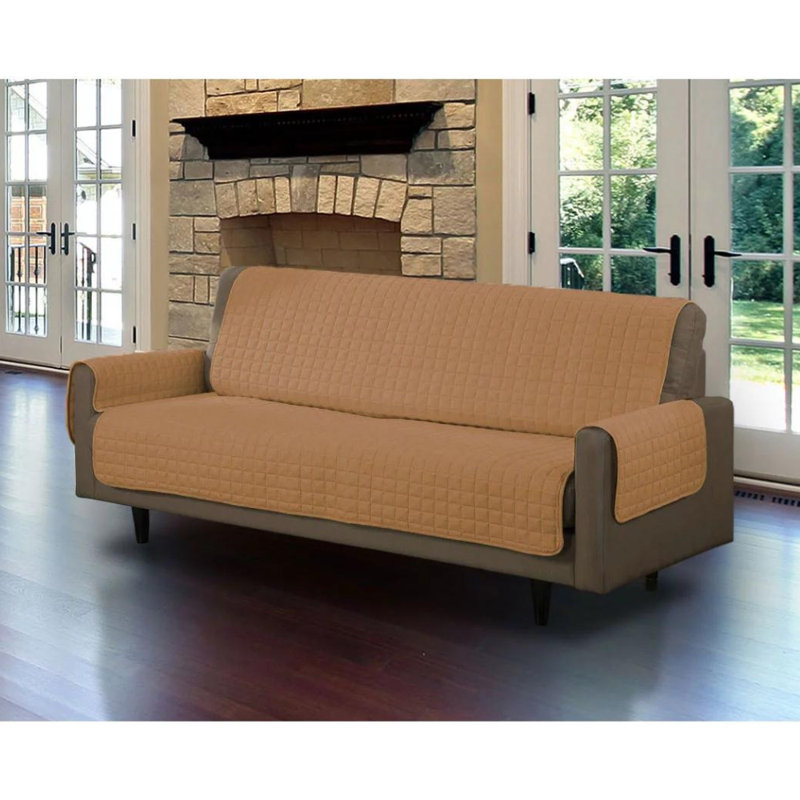 Box Cushion Sofa Slipcover, Camel