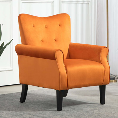 Fauteuil d'appoint à oreilles de style Mid-Century moderne avec pieds en bois robustes et support à haut dossier