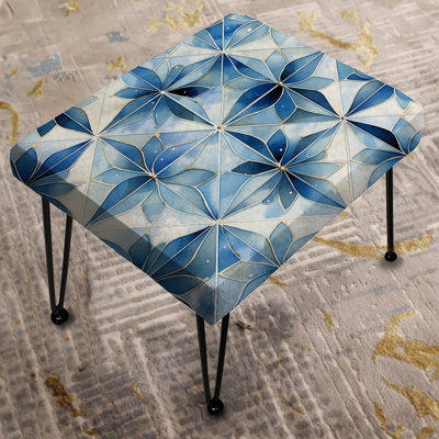 Vintage Blue And White Mosaic Geometric IV - Damask Rectangle Ottoman