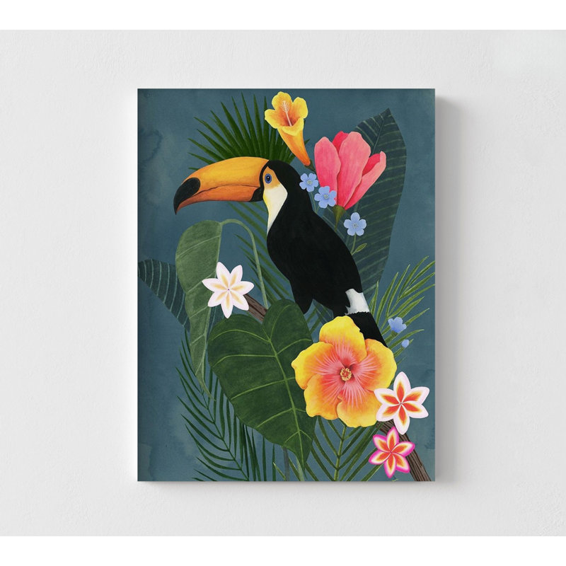 Magdalena Tropical Wilderness II By Grace Popp, Tropical Bird Entryway Wall Art, Tucan Vet Office Decor, Travel Agency Office Art, Floral Poster