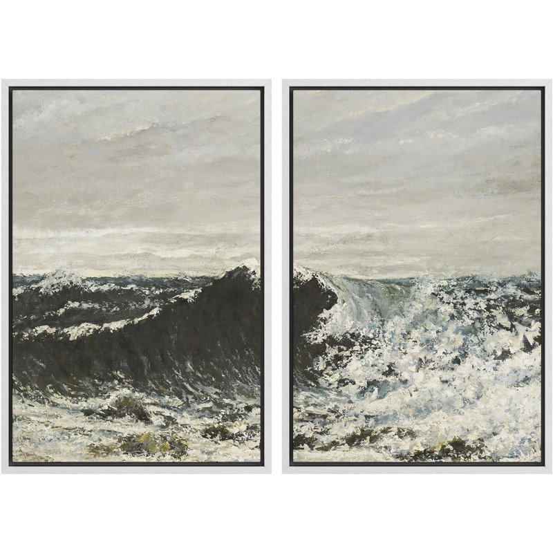 Puissantes vagues océaniques, drame côtier et majestueux, nature sauvage, illustrations, décor rustique, H 36 po x l 24 po