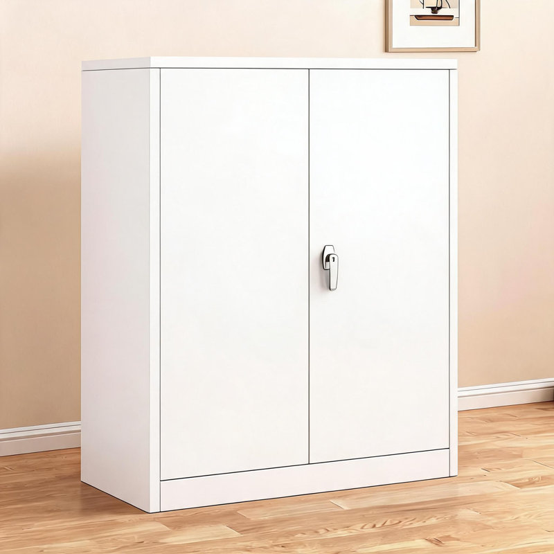 Metal Storage Cabinet, with Adjustable Shelves, White