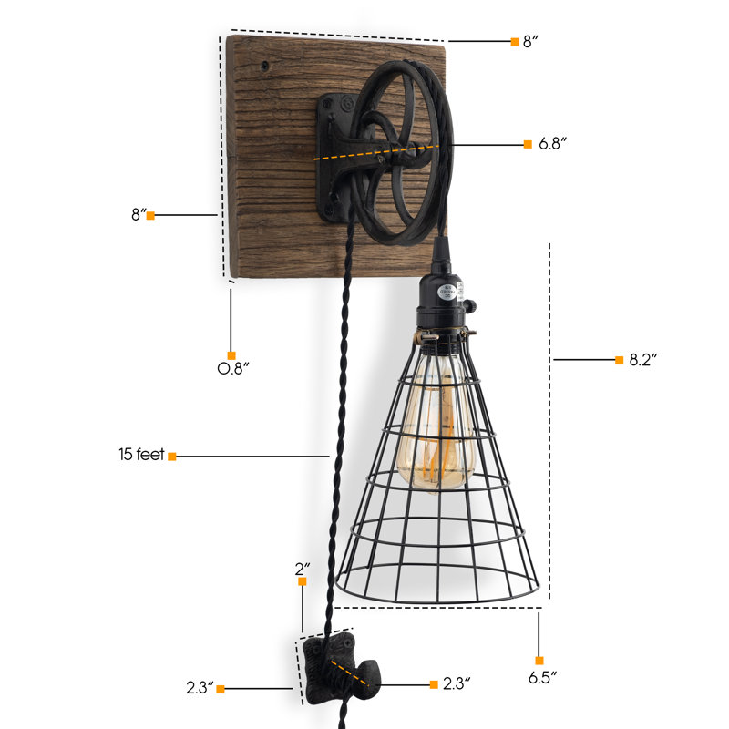 Wood Plug-in Armed Sconce