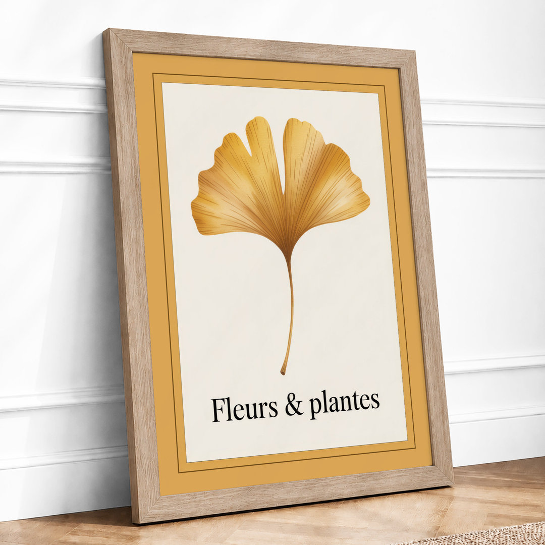 Gilded Ginkgo Leaf Botanical - Framed Print