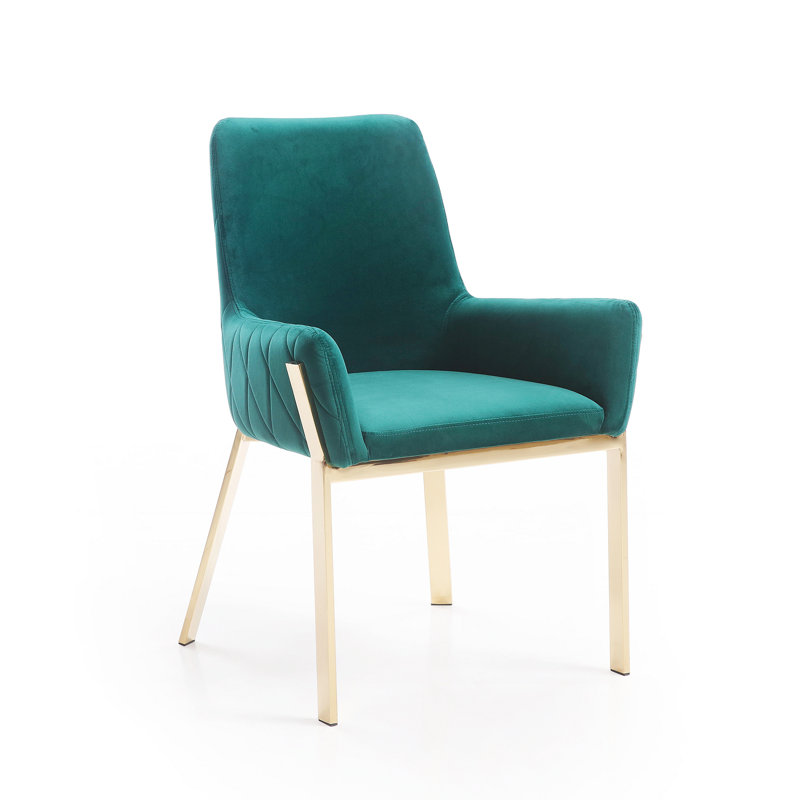 Chaise rembourrée Boaman, Vert, Doré