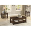 Table basse contemporaine à plateau relevable avec tiroir et tablette en bois de cerisier foncé 1 pièce
