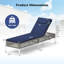 Chaise longue de patio avec dossier réglable à 6 niveaux et coussin amovible bleu marine