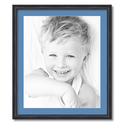 Black Wood Matte Picture Frame with Mat