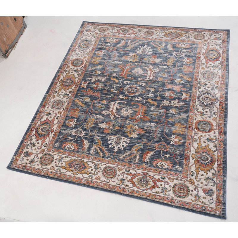 Oriental Machine-Made Blue / Ivory, Rectangle 8' x 10'