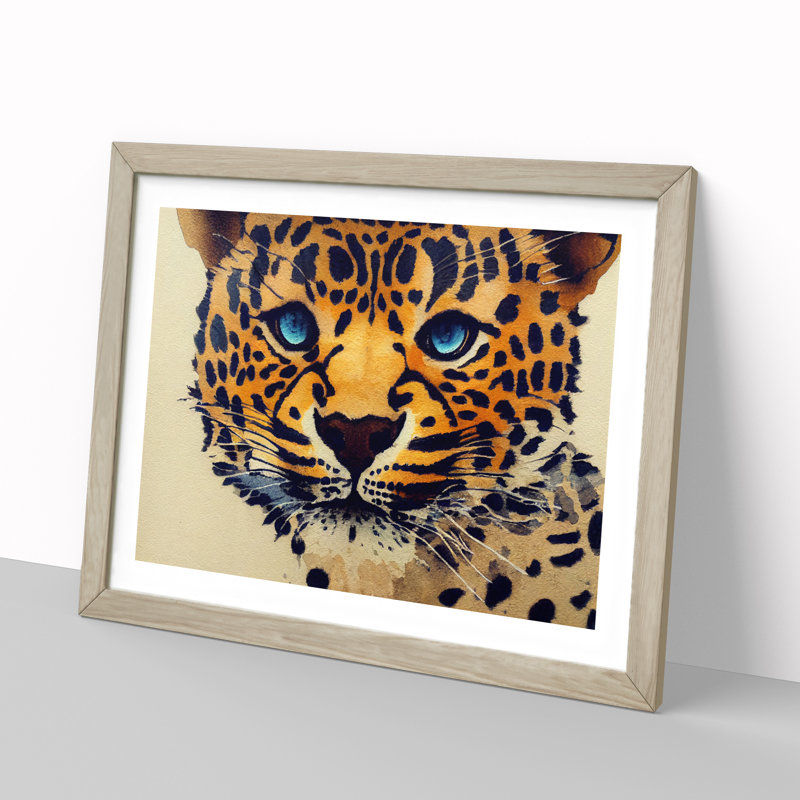 Leopard Vol.1 - Single Picture Frame Painting, 46cm H x 64cm W x 2cm D, Oak