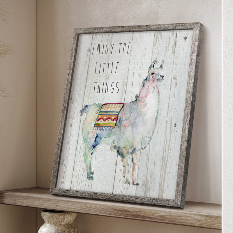 «Llama Little Things», reproduction encadrée - bois massif, H 30 po x l 24 po