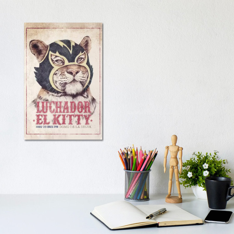 El Kitty by Mike Koubou - Wrapped Canvas Print, 20.32 cm H x 30.48 cm W