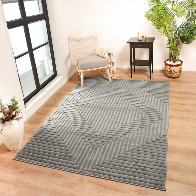 Syier In- & Outdoor Scandi Modern Grey Area Rug, Rectangle 13'4" x 18'4"