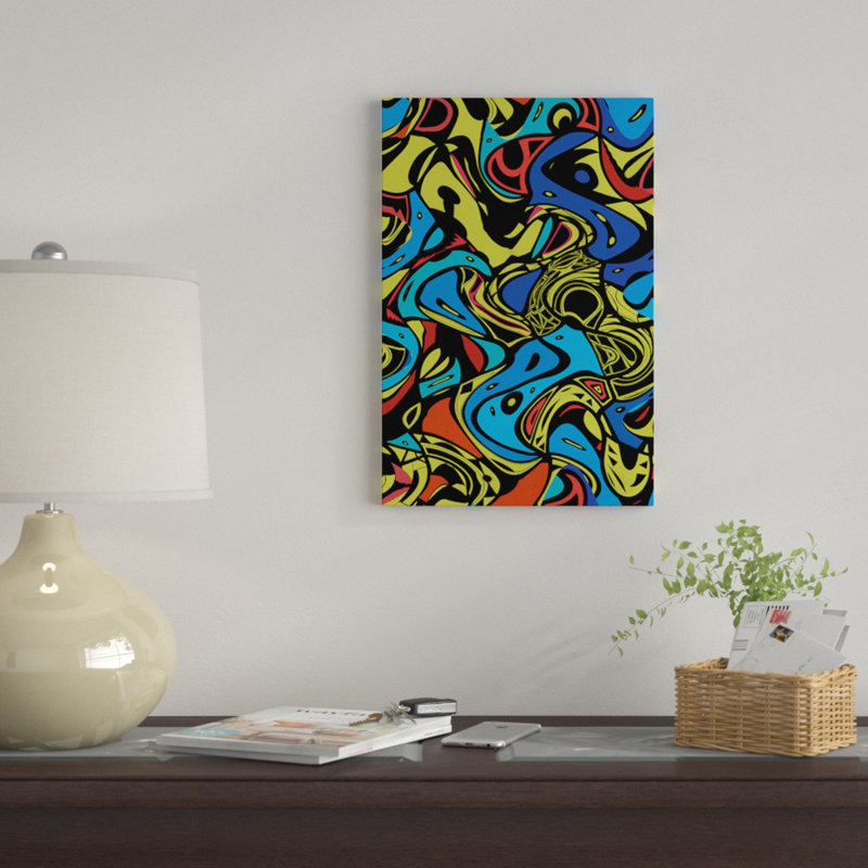 « psychédélique renaissance i » par barruf, impression sur toile tendue, H 60 po x l 40po x P 1,5 po, Toile avec cadre noir