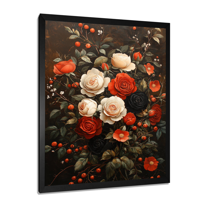 Chambliss - impressions murales florales, H 32 po x l 16 po, Noir, Reproduction encadrée d'une seule photo
