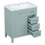 Meuble-lavabo de 30 pouces avec lavabo, armoire et tiroirs verts, cadre solide, panneau de fibres à densité moyenne pour le rangement et le style-116332587