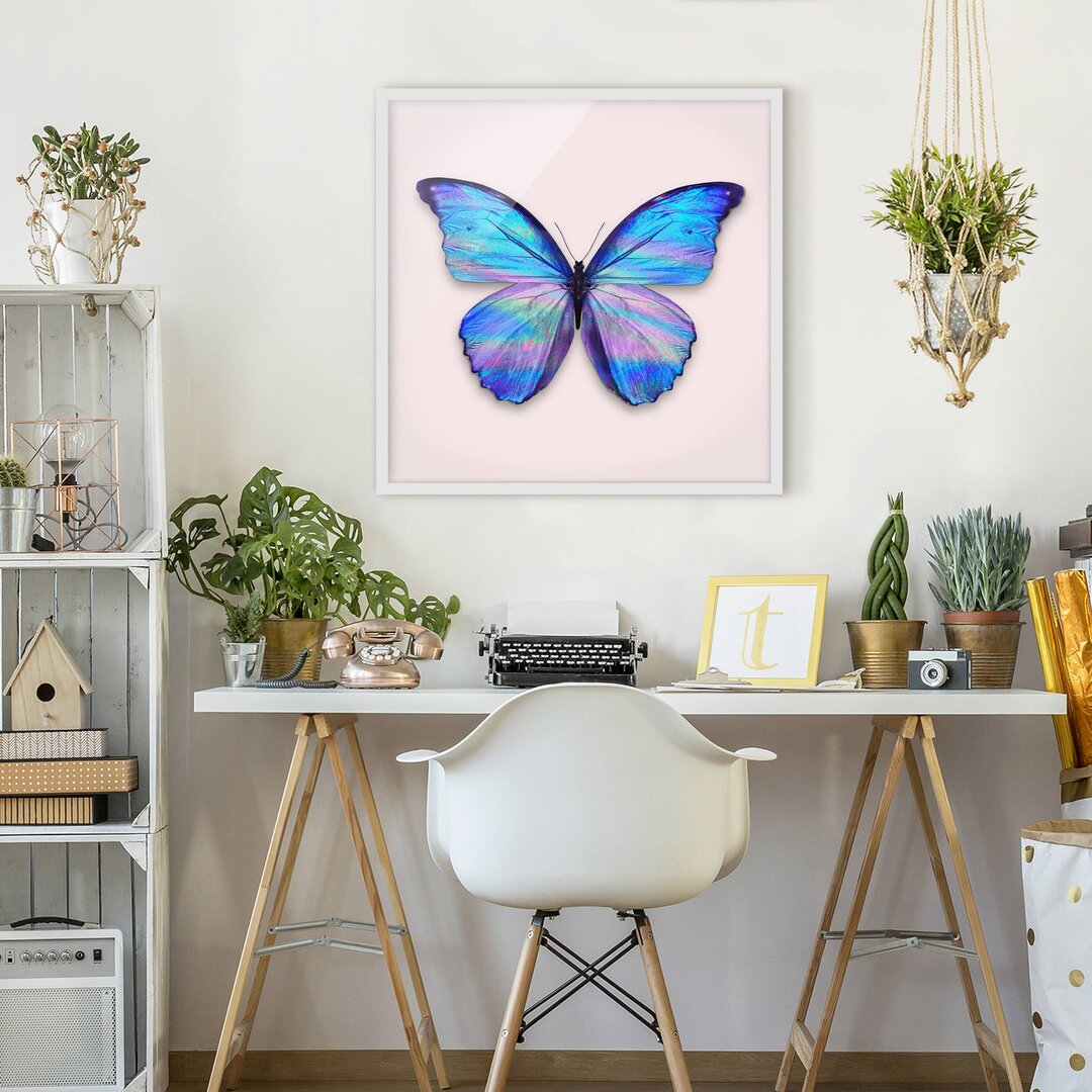 Gerahmtes Poster Holographic Butterfly von Jonas Loose