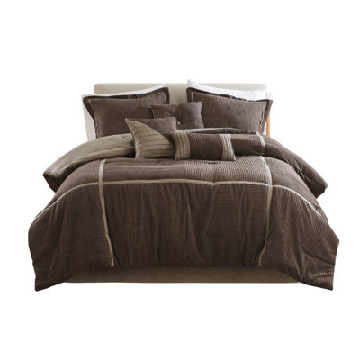 Queen Size Brown Corduroy Bedding - 100% , Breathable And Comfortable Sleep 7 Materials, Long-lasting Comfort