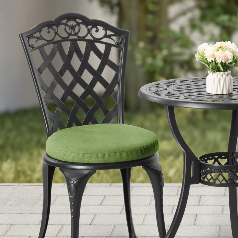 3-piece Patio Bistro Set Outdoor Cast Aluminum Bistro Table And Chairs Set Of 2, Outdoor Patio Bistro Set With Umbrella Hole And Cushions For Patio Balcony, Black